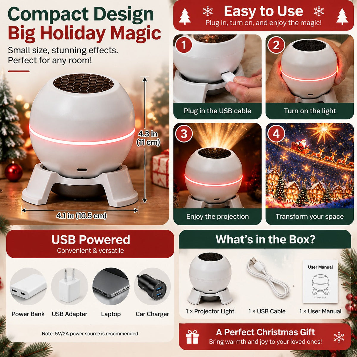 Thethenuvaro™ Christmas Projector