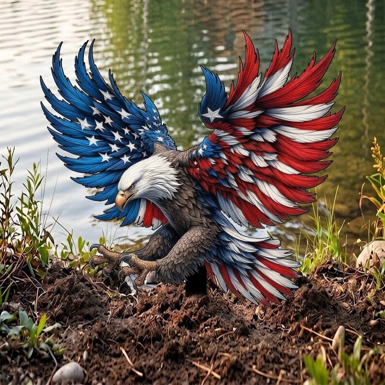 π¦
2D American Flag Eagle Metal Yard Stake