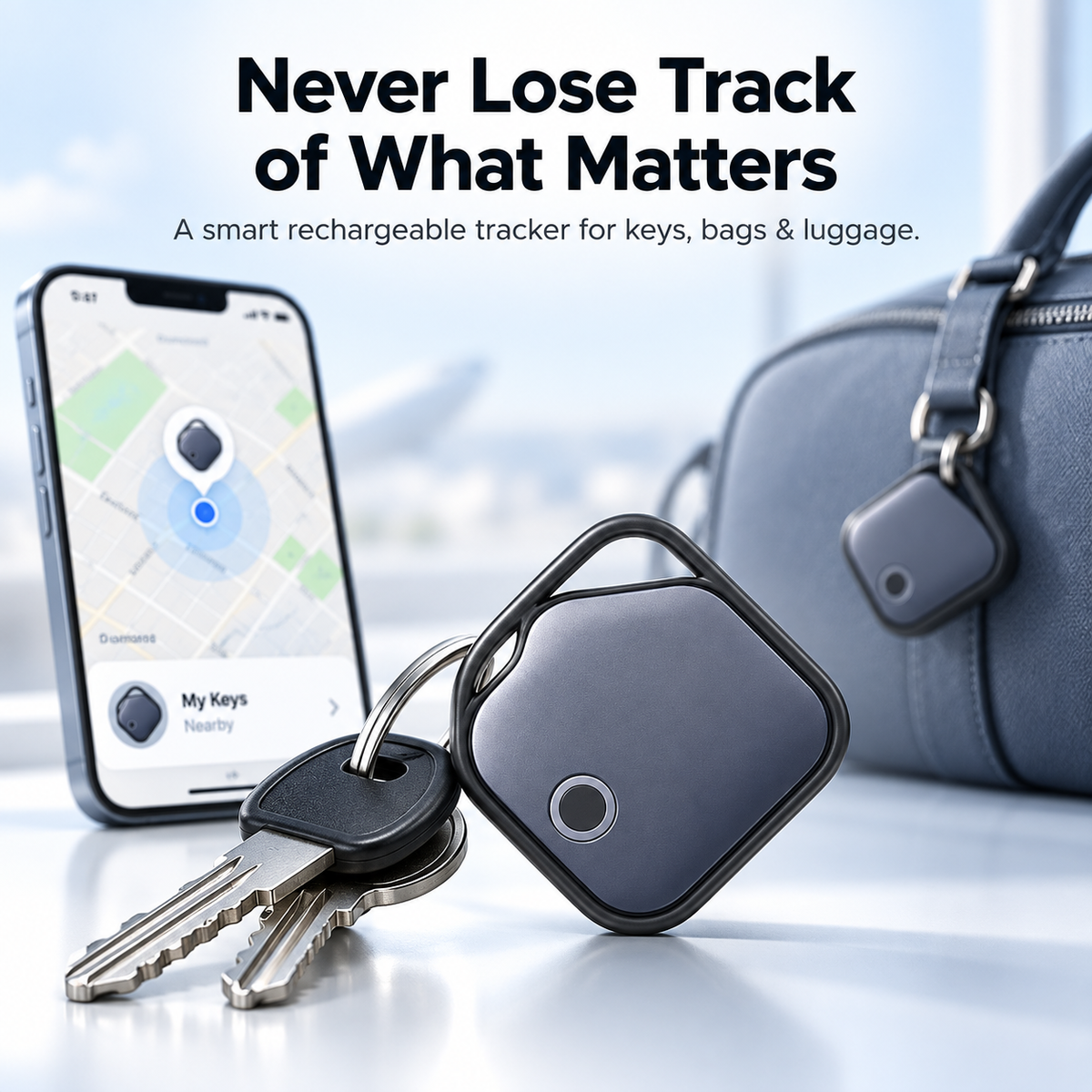 Smart Rechargeable Anti-Lost Tracker for Keys, Bags & Luggage