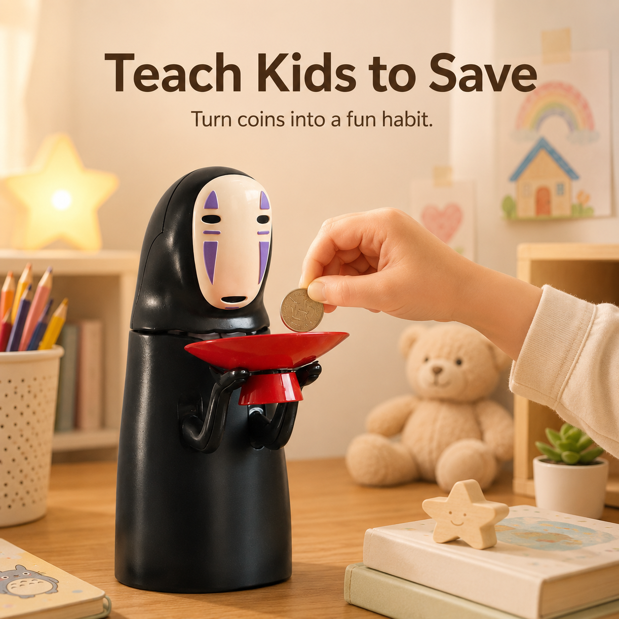 🪙Spirited Away No-Face Coin Bank – Interactive Eating & Burping Sound, Save for Travel