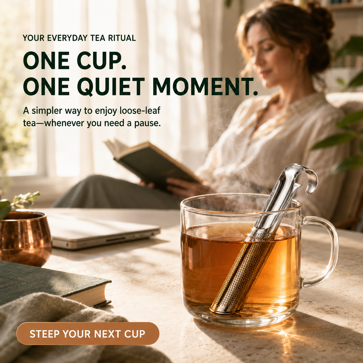 304 Stainless Steel Slide-Open Loose Leaf Tea Infuser – Easy Steeping & Cleanup 🍵