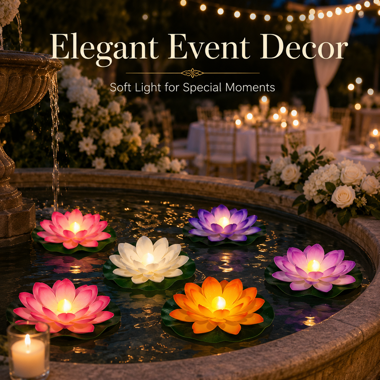 Floating Lotus LED Candle – Flameless Garden & Pool Decor for Spa, Patio, Wedding & Outdoor Ambience