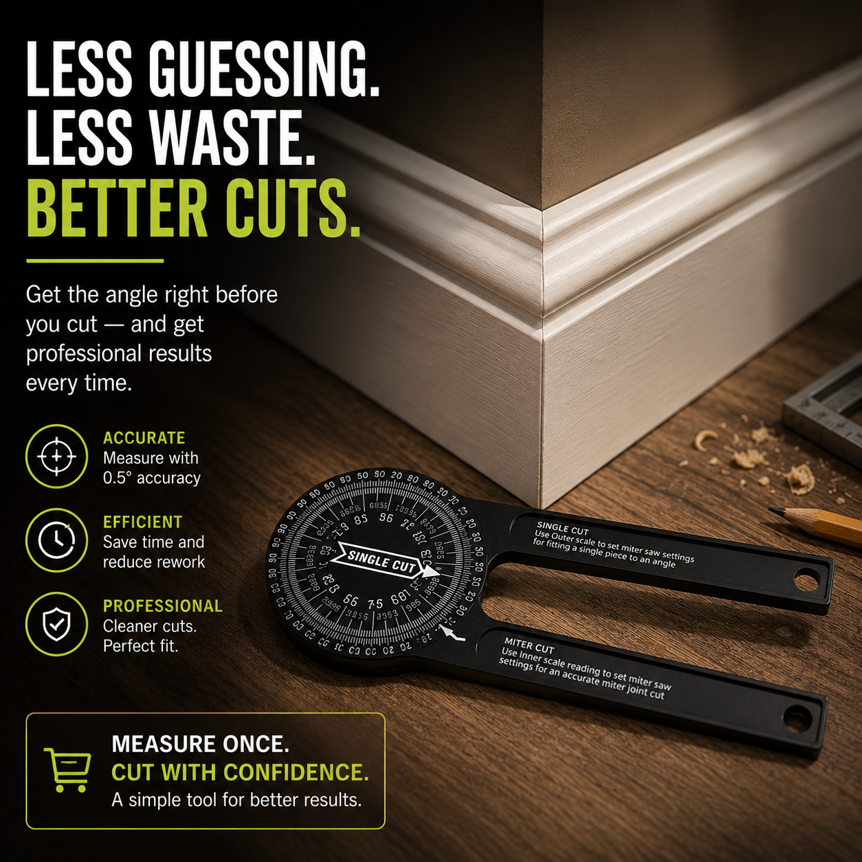 📐 360° Miter Saw Angle Finder – Measure Once, Cut With Confidence