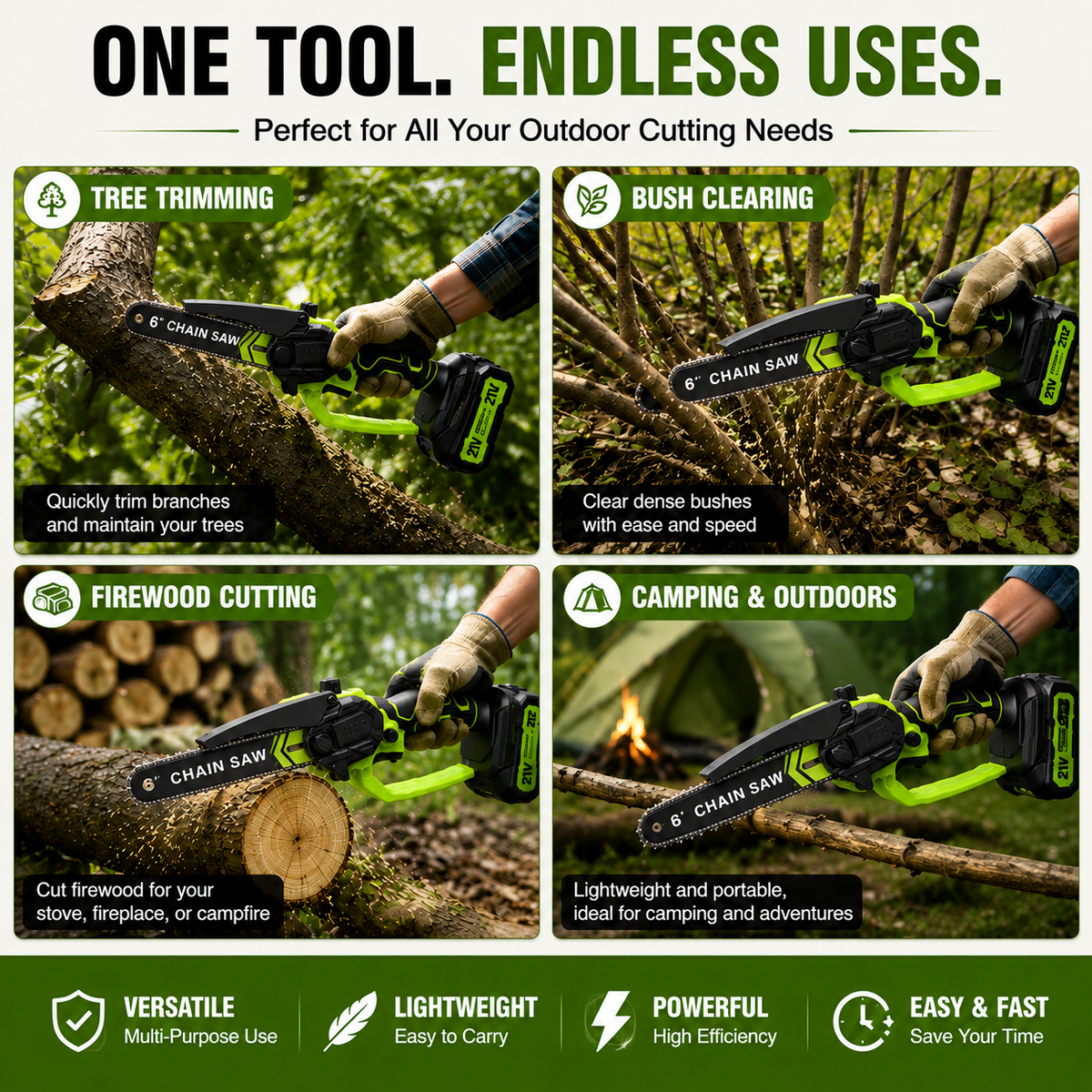 Mini Chainsaw 🔋 6-Inch Portable Electric Chainsaw for Tree Trimming & DIY URL Handle
