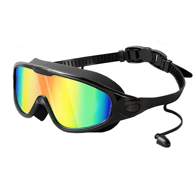 🏊Swim Goggles for Adults, Anti-Fog UV400 Protection No-Leak Wide Vision Swimming Goggles with Swim Cap, Adjustable Quick-Release Big Frame Eyewear for Men Women