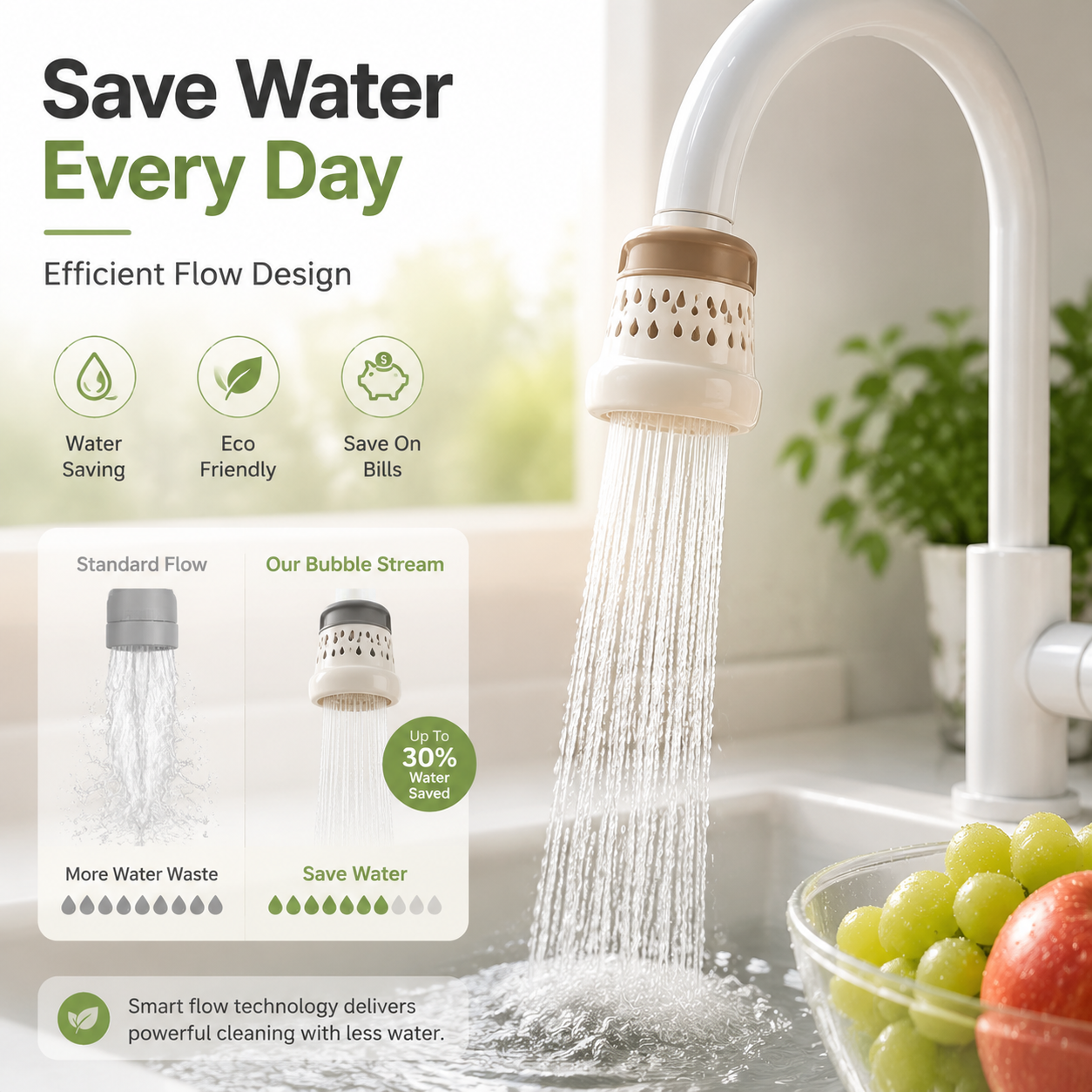 π¦ 2pcs -360Β° Splash-Free Faucet Filter β Save Water & Wash Better
