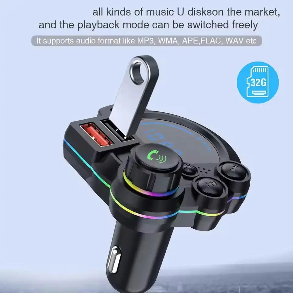 🔥 50% OFF TODAY ONLY ⚡ Car Bluetooth 5.3 FM Transmitter PD 30W Fast Charging • RGB Light • Dual USB • Hands-Free Calls