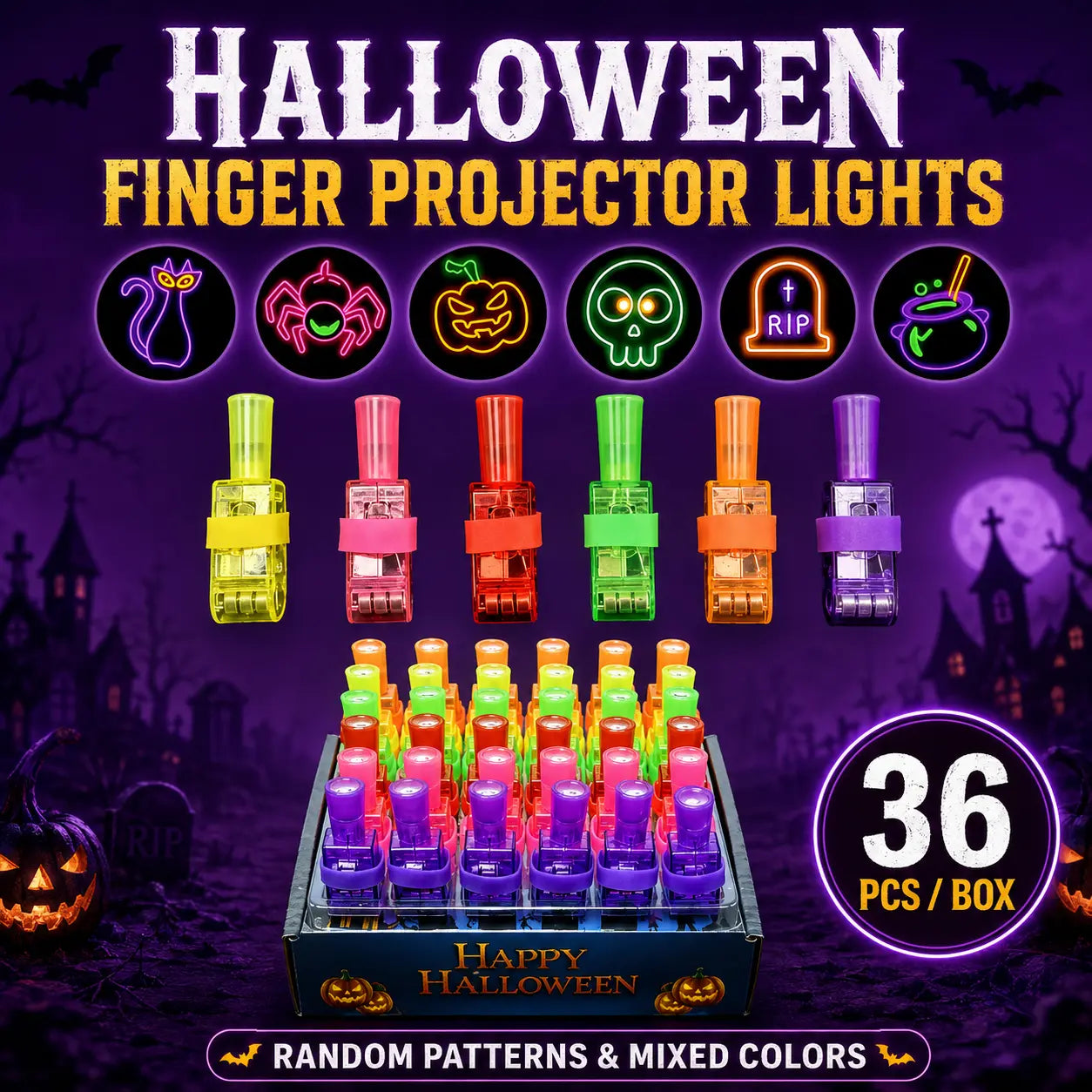 π»π Halloween Finger Projector Rings β LED Party Favors for Kids