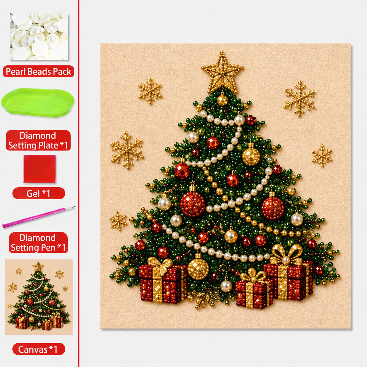 ❤️ 5-in-1 3D Pearl Art Kit – Christmas DIY Craft Set for Kids & Family Creative Fun 🎨