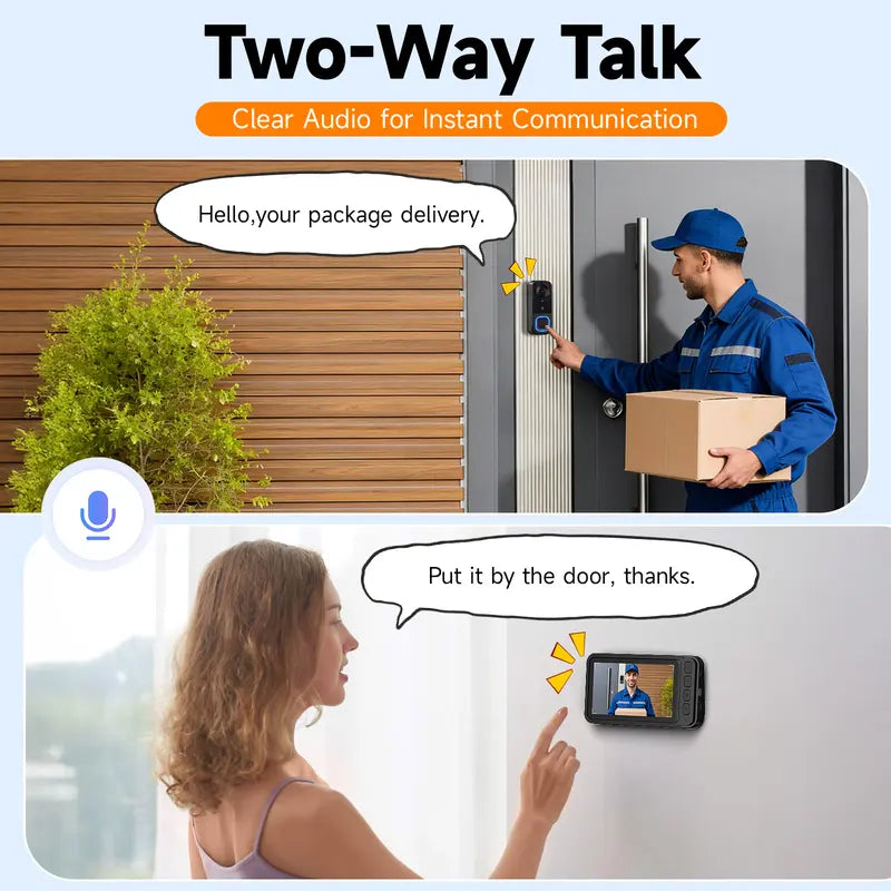🔔 1080P Wireless Video Doorbell with Monitor – No WiFi, No App, No Subscription