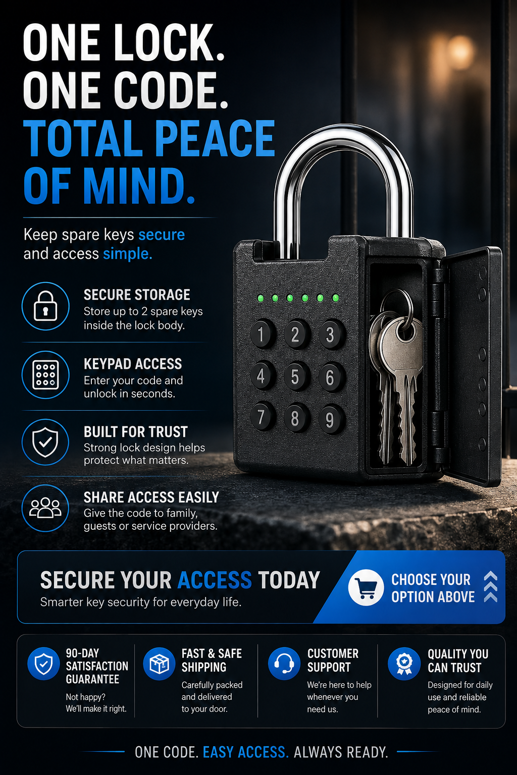 π Digital Keypad Padlock with Hidden Spare Key Storage π