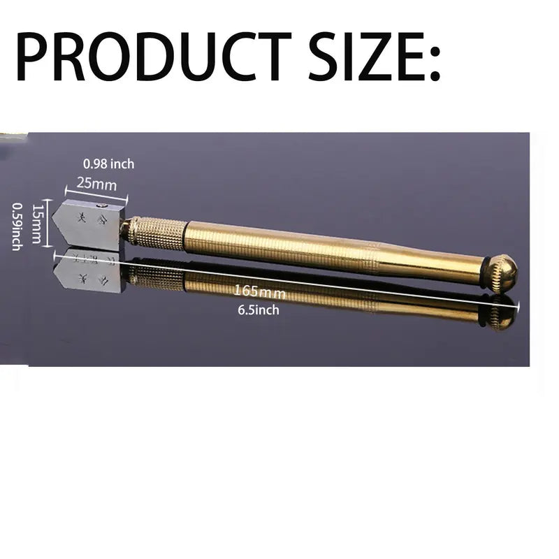 Glass Cutter with Diamond Head & Steel Blade for 3-15mm Glass, Anti-Slip Handle Tool for Precision Cutting Work