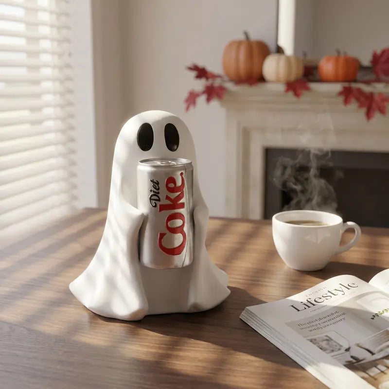 👻 Halloween Ghost Drink Holder – Cute Resin Ghost Decor for Drinks, Desk & Party Decorations