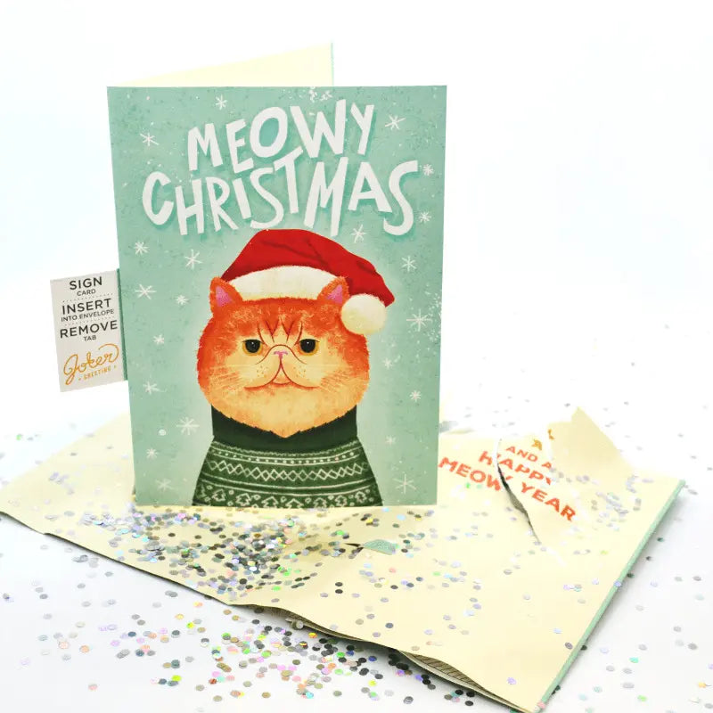 😹 Endless Meowy Christmas Card – Musical Prank & Hidden Glitter