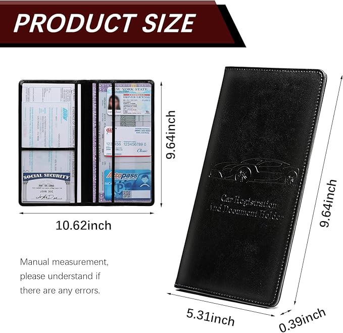 π Car Registration & Insurance Document Holder | Premium PU Leather Organizer