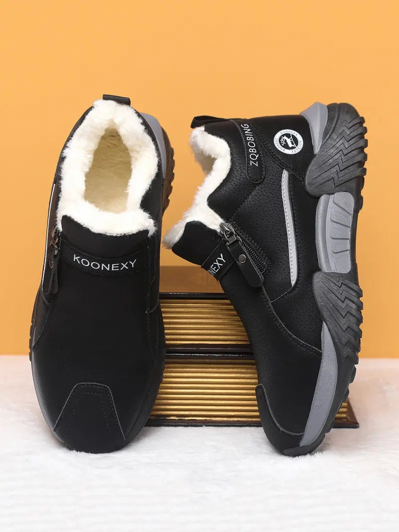 ❄️ Cozy Fleece-Lined Winter Ankle Boots – Warm Side-Zip Snow Shoes for Everyday Comfort