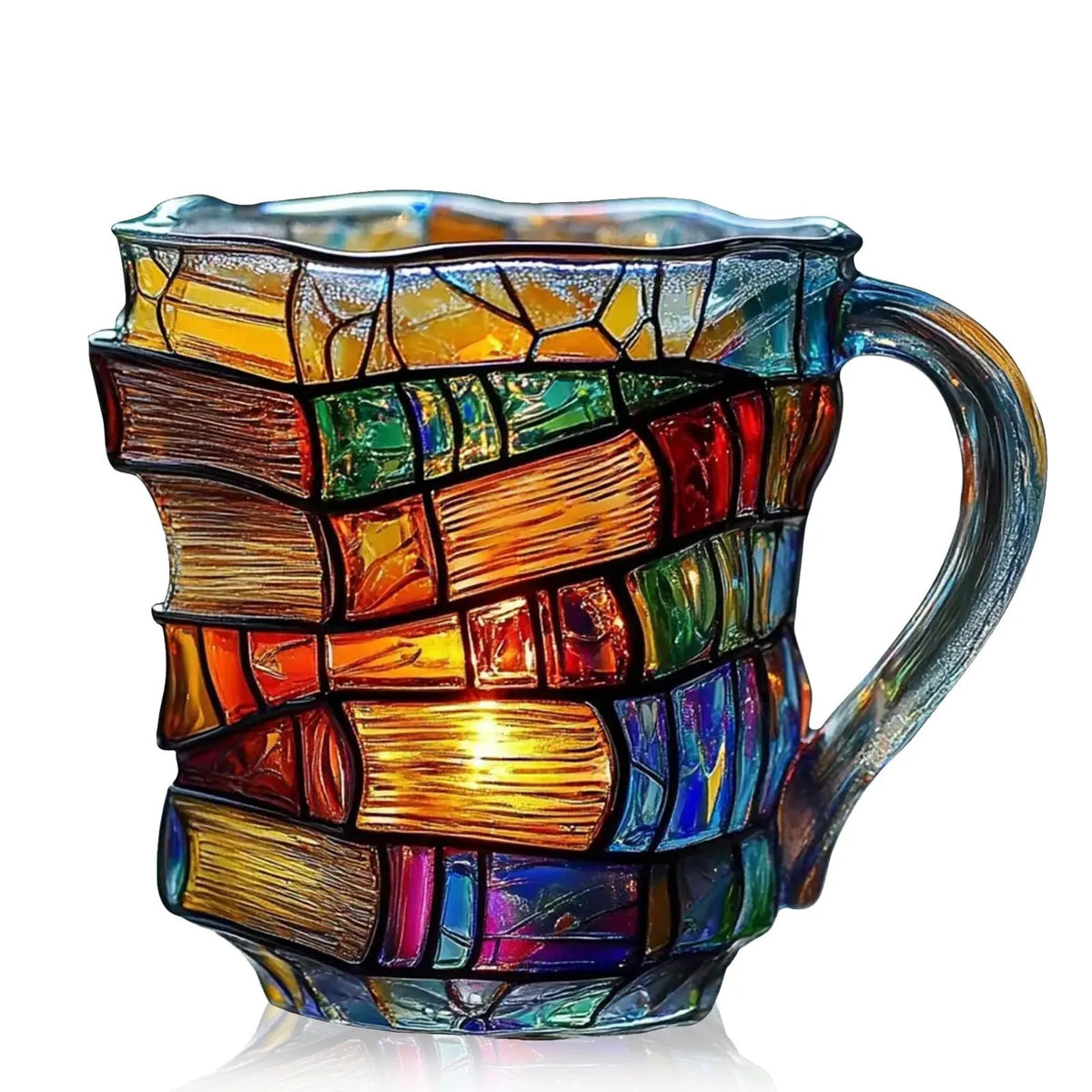 π Hand-Painted 3D Book Stack Glass Mug β Cozy Reader Gift, Only 7 Left β