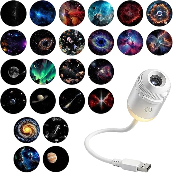 Galaxy Star Projector Night Light β Transform Your Room into a Dreamy Starry Sky with 24 Projection Films