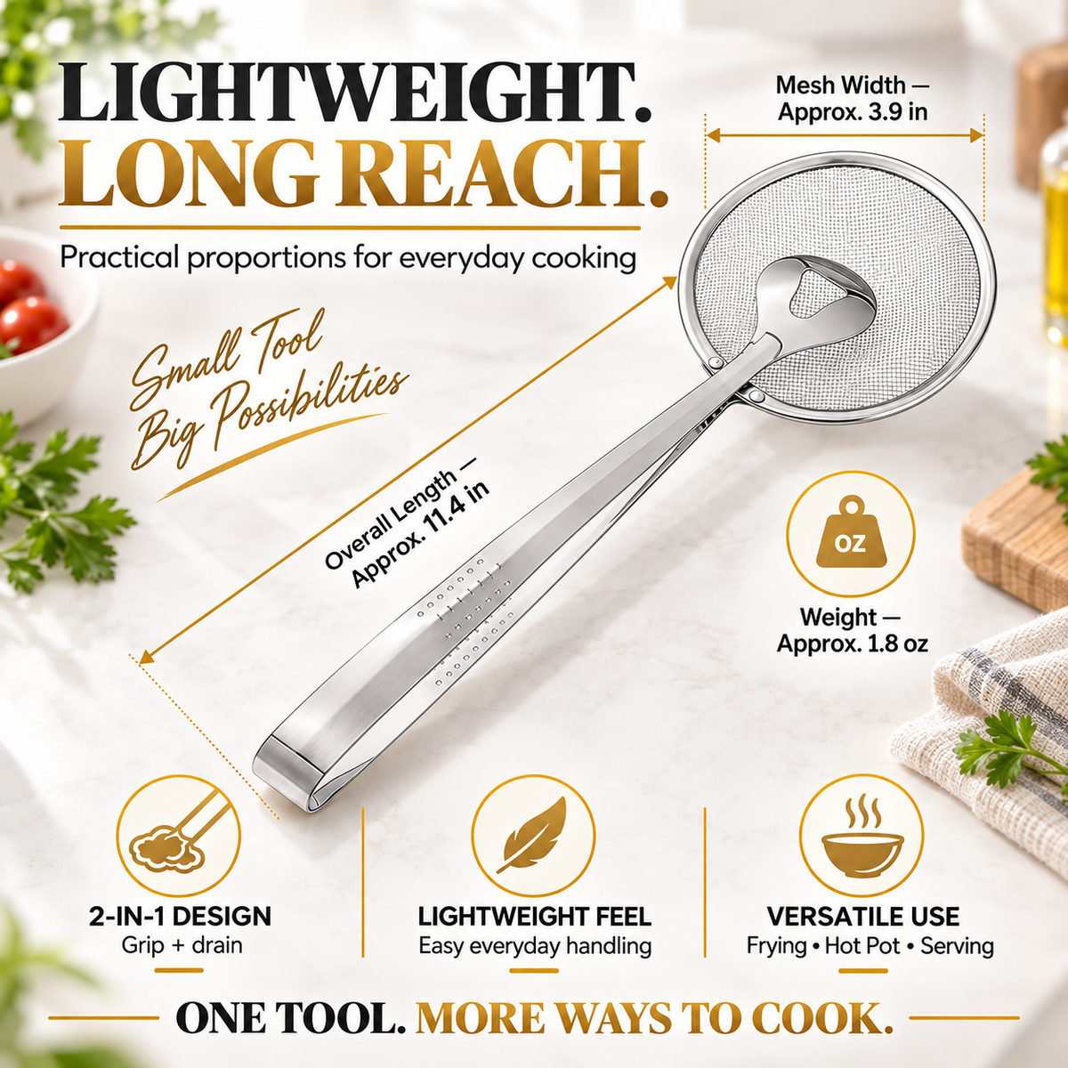 π₯ 50% OFF Today 2-in-1 Spider Strainer Tongs for Frying & Draining