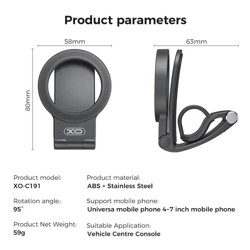 🚗 Magnetic Car Phone Mount – Strong Hold, 95° Adjustable Hands-Free Dashboard Holder