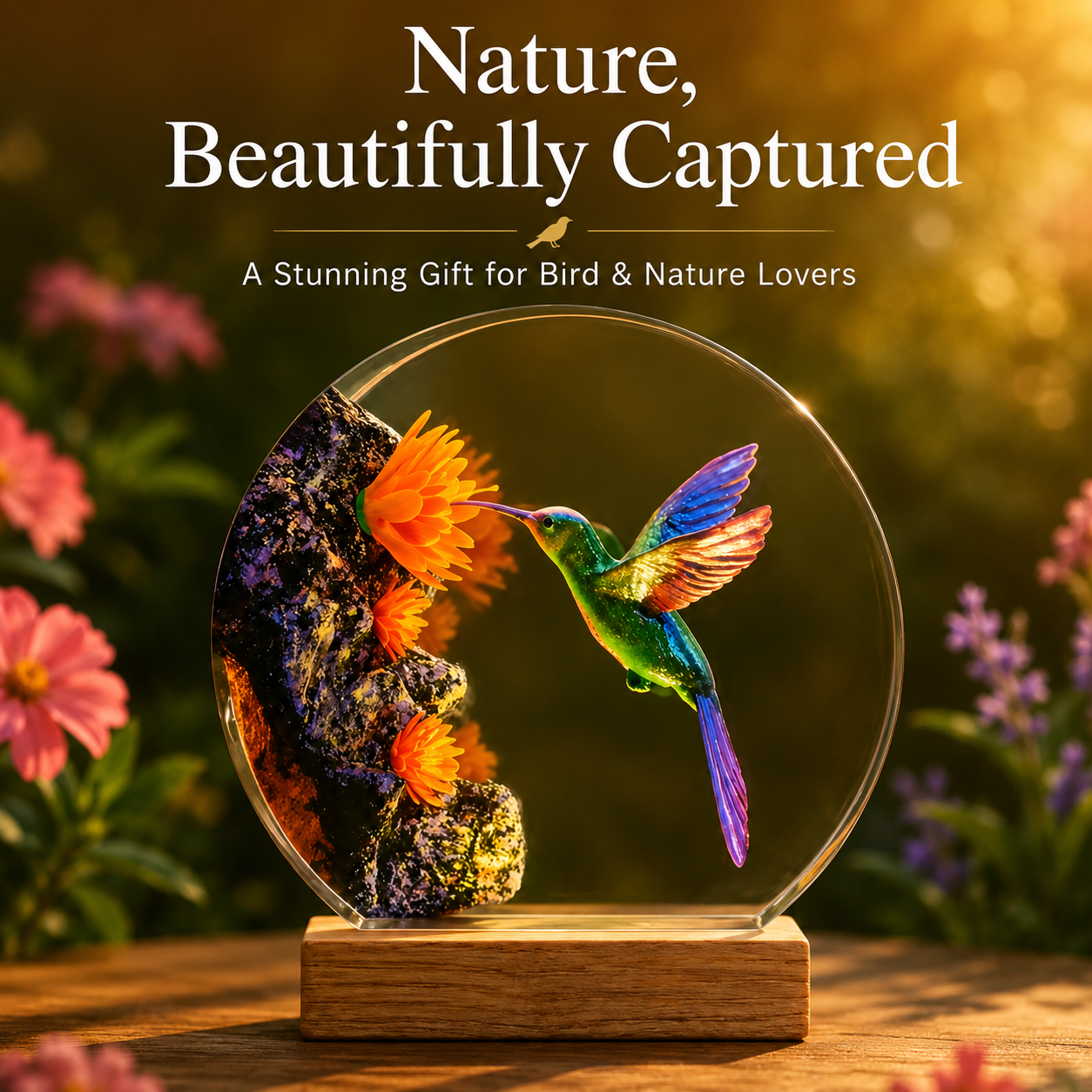 Handcrafted 3D Hummingbird Crystal Art Decor – Meaningful Gift for Bird & Nature Lovers