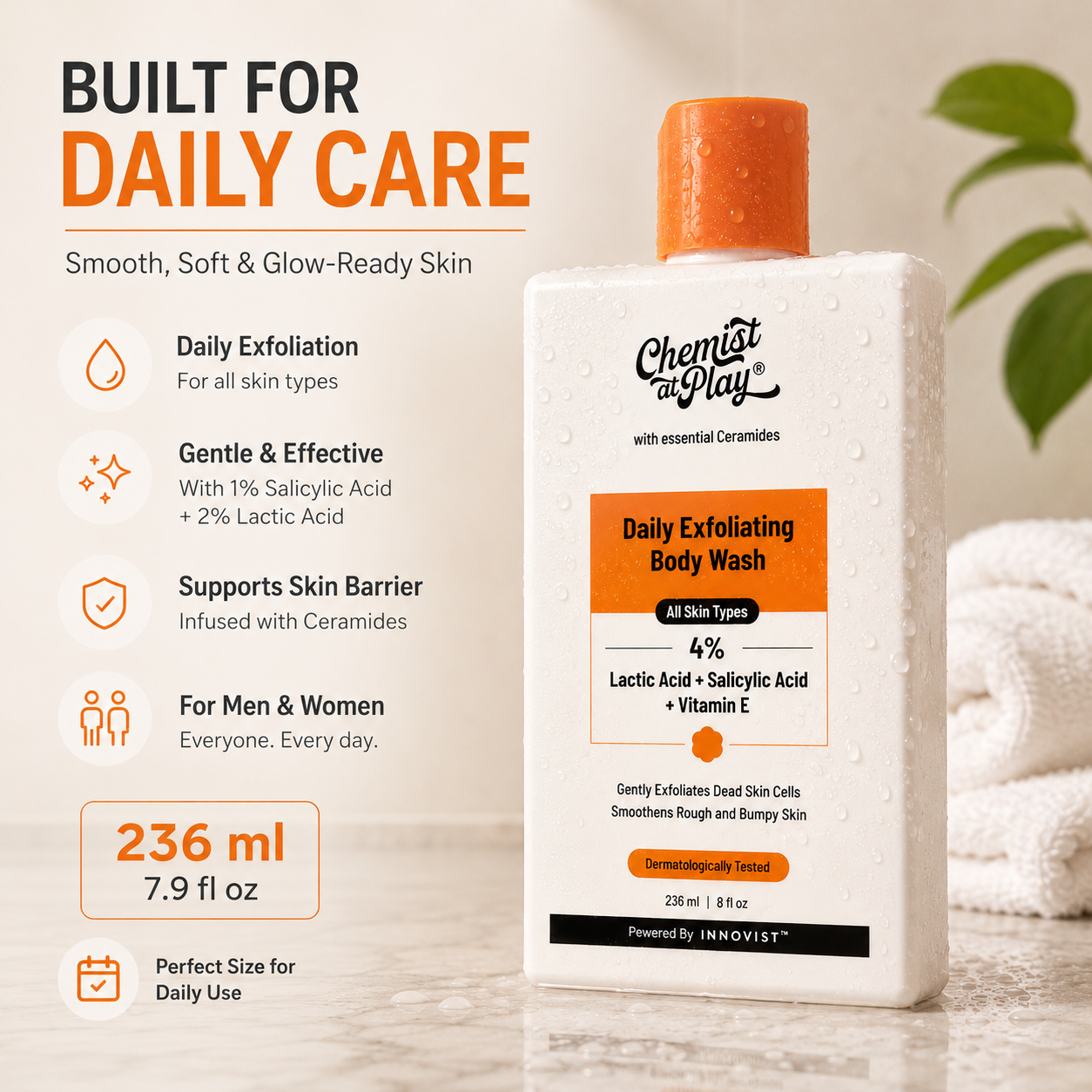 Exfoliating Body Wash for Rough Bumpy Strawberry Skin | 236ml