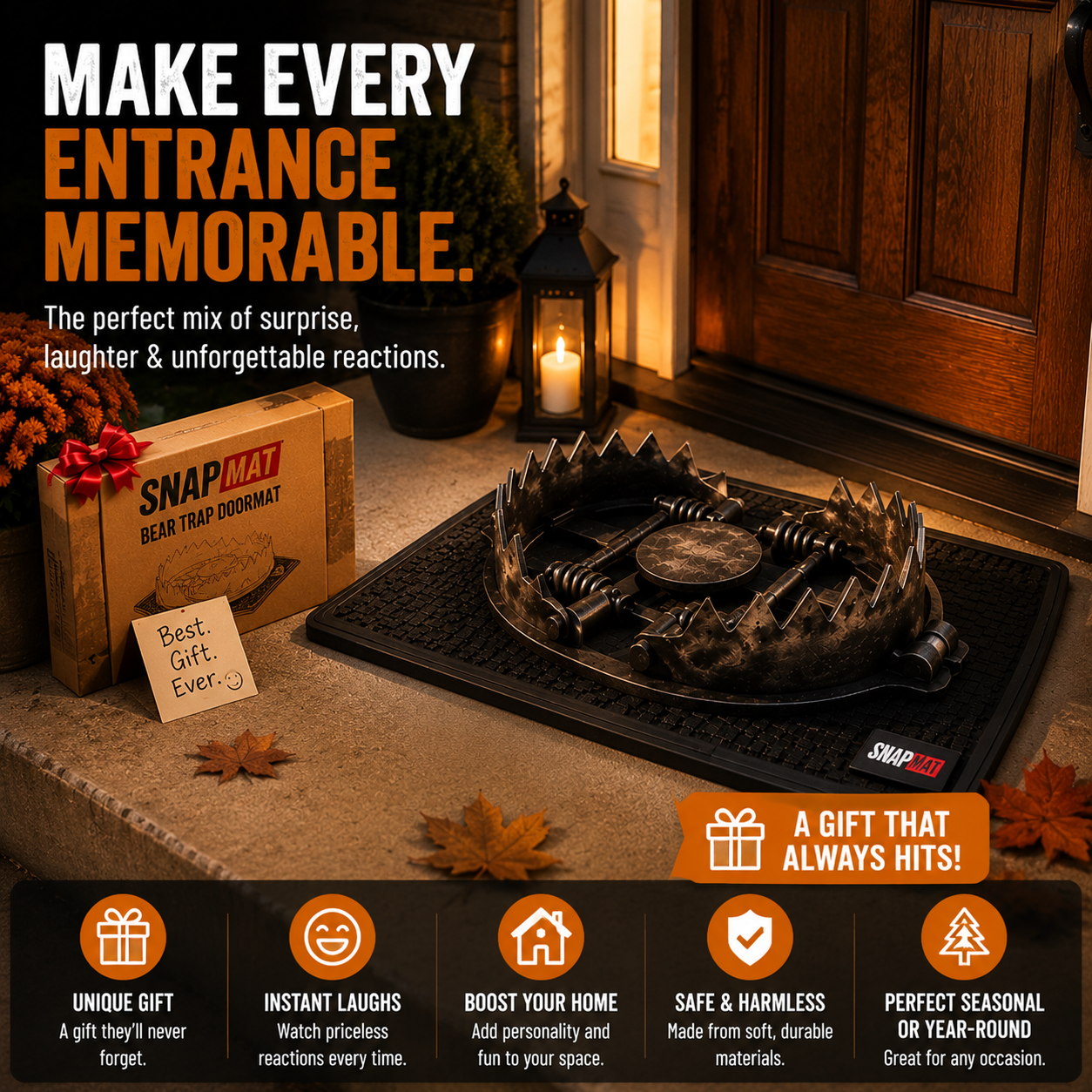 🔥 Limited Time Deal – 3D Bear Trap Reaction Doormat | Realistic Funny Prank Door Mat That Makes Everyone Look Twice