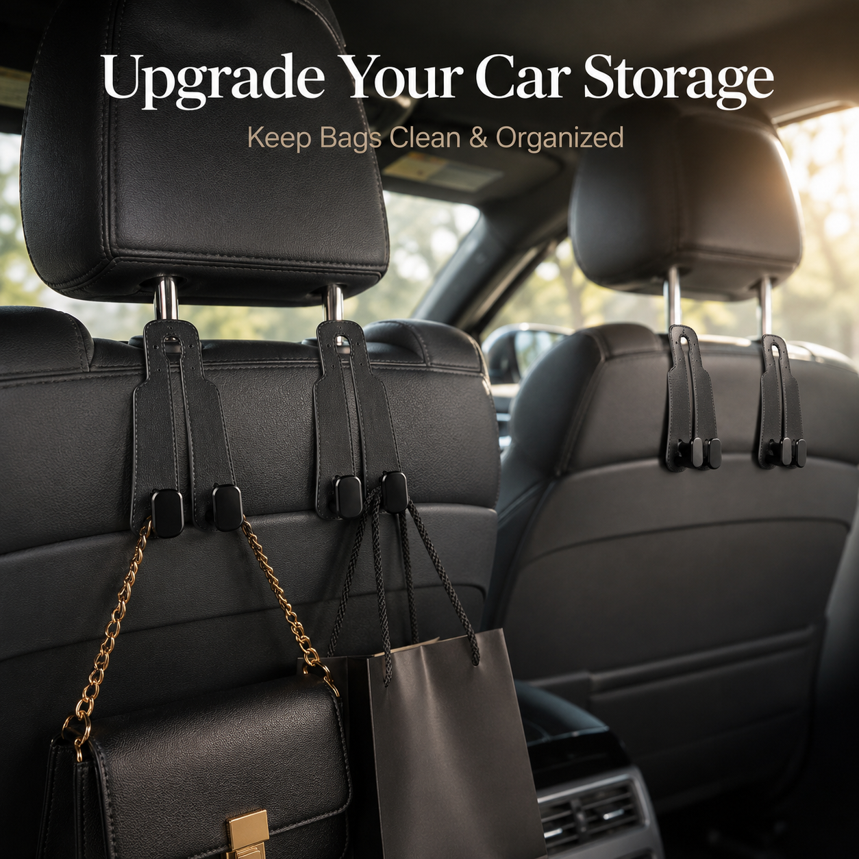 π 4-Pack Car Headrest Storage Hooks β Keep Bags Off the Floor
