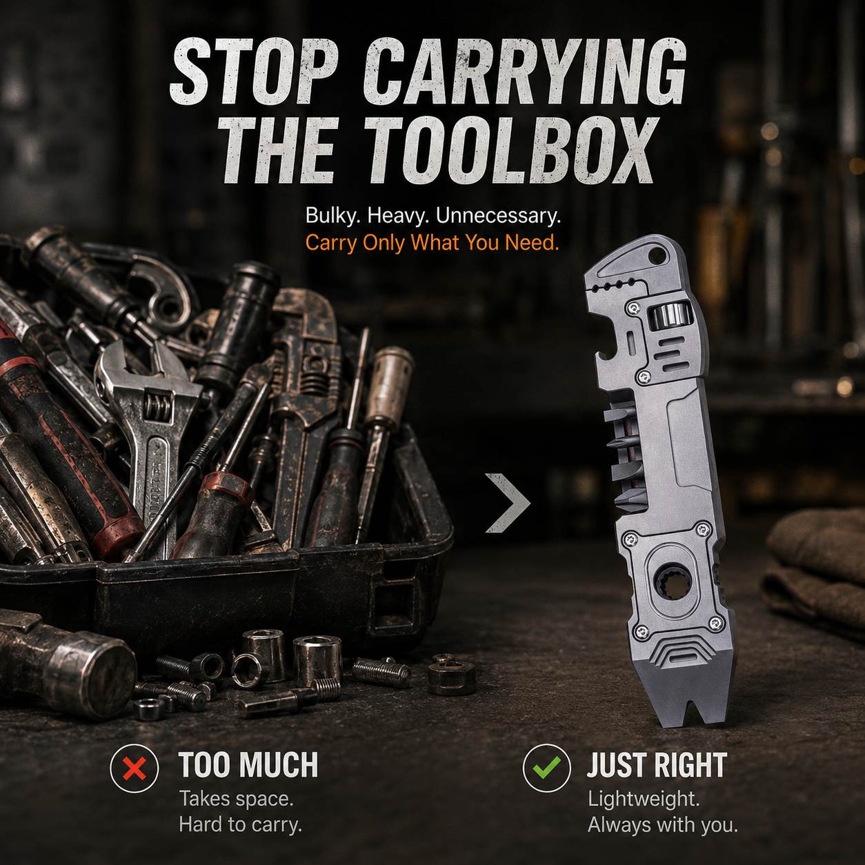 🔧 6-in-1 TC4 Titanium EDC Multi-Tool – Wrench, Ratchet Driver & Pry Bar