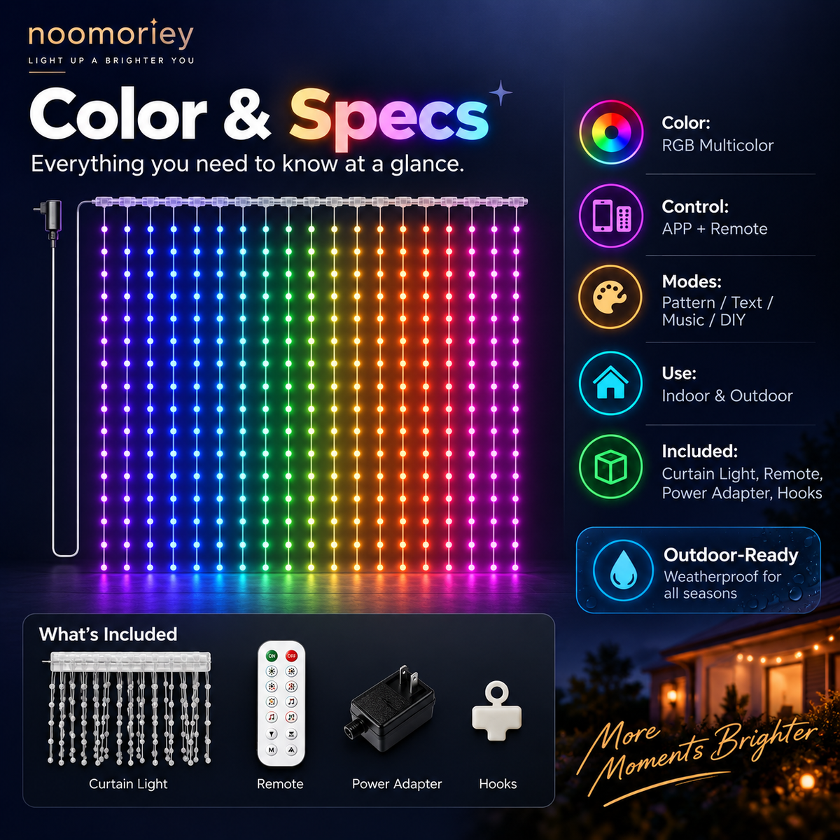 Christmas Smart Curtain Lights โ App-Controlled RGB Holiday String Lights
