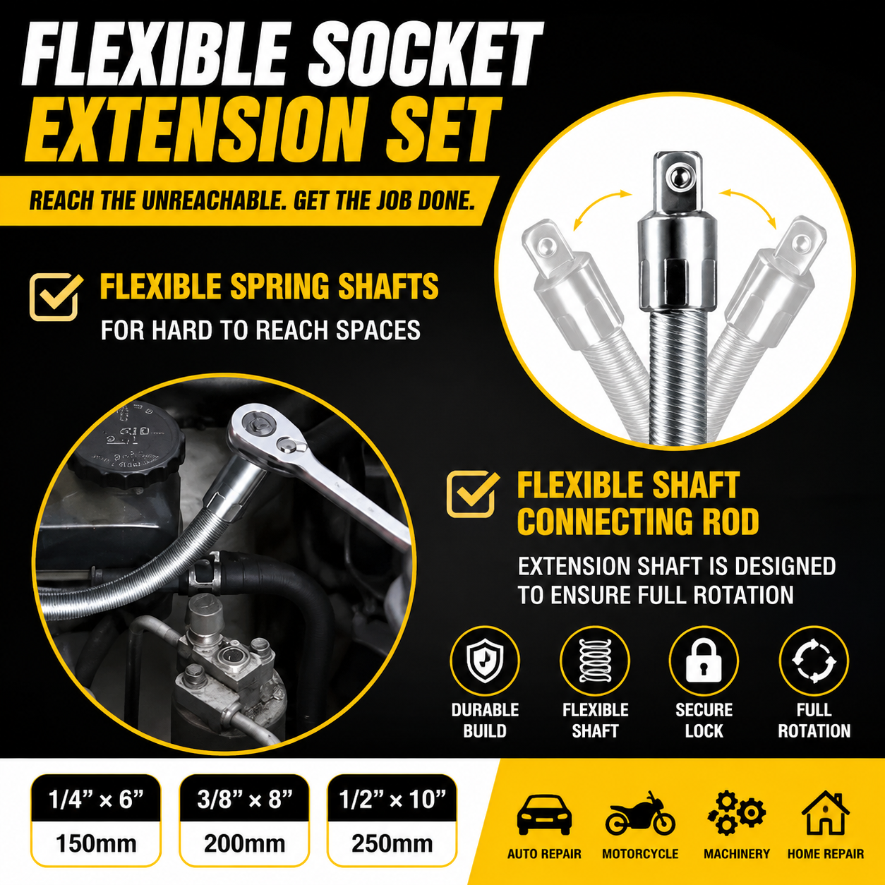 Universal Flexible Wrench Socket Tool β High Torque & Tight Space Repair Adapter