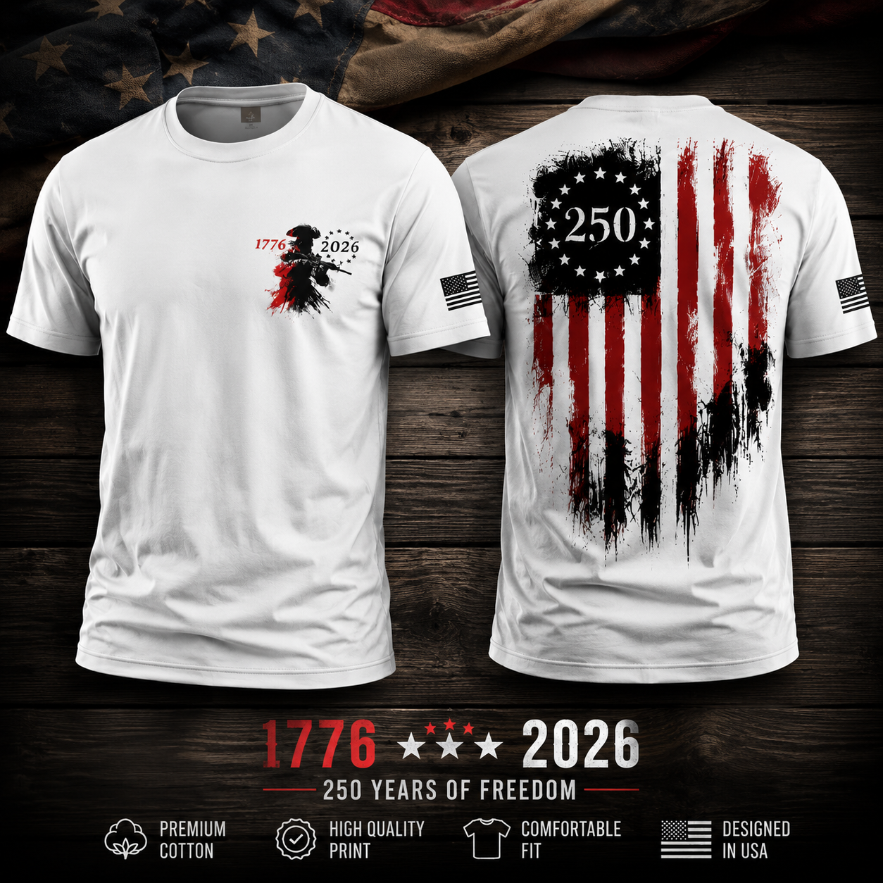 πΊπΈ 1776 β 2026 Independence Day Tee | 250 Years of Freedom Limited Edition