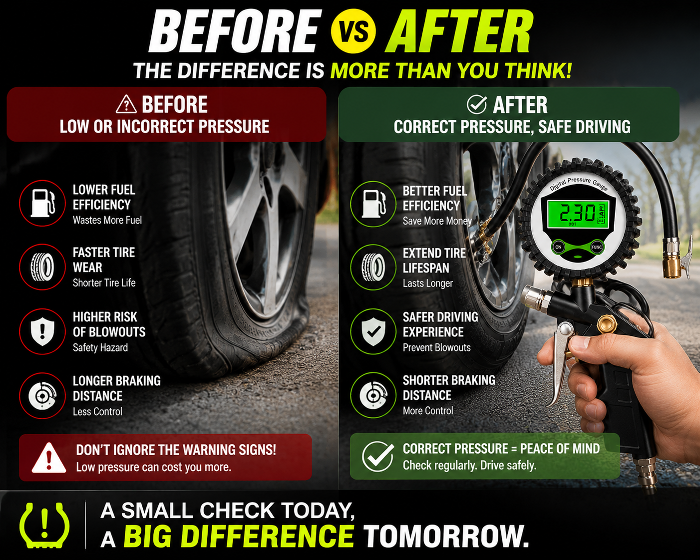 π§ Digital Tire Pressure Gauge Gun β Accurate LCD Air Pressure Tester for Cars, Trucks & Motorcycles