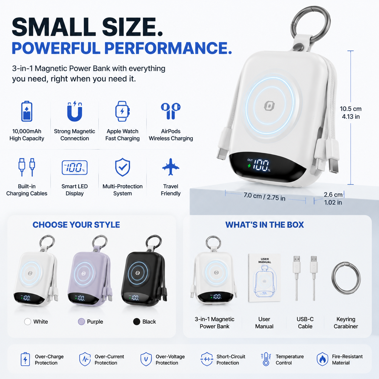 š„ LAST DAY 50% OFF-š 3-in-1 Magnetic Power Bank 10000mAh ā Portable Charger for iPhone, Apple Watch & AirPods