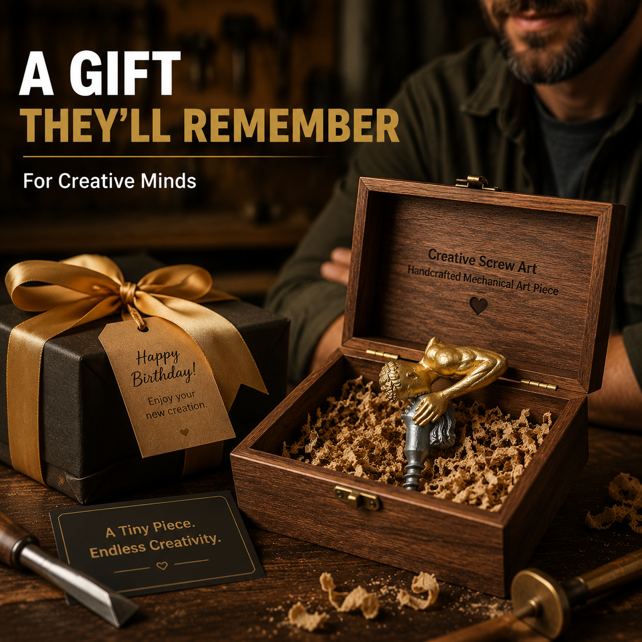 Creative Screw Art Kit – DIY Mechanical Sculpture Gift For Makers & Woodworkers