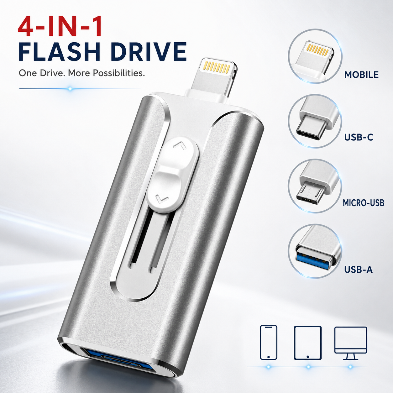🔥 LAST DAY 50% OFF-💾 4-in-1 Phone Flash Drive – Easy Photo Backup & Extra Storage