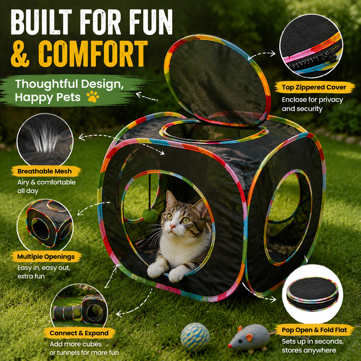 š¾ Foldable Cat Play Cube ā A Cozy Hideout for Curious Cats