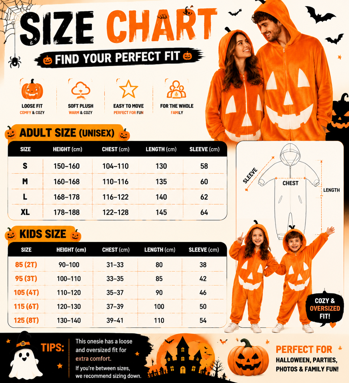 π₯50% off on the last day| π Pumpkin Plush Halloween Onesie β Cozy Fleece Costume Pajama for Women & Men