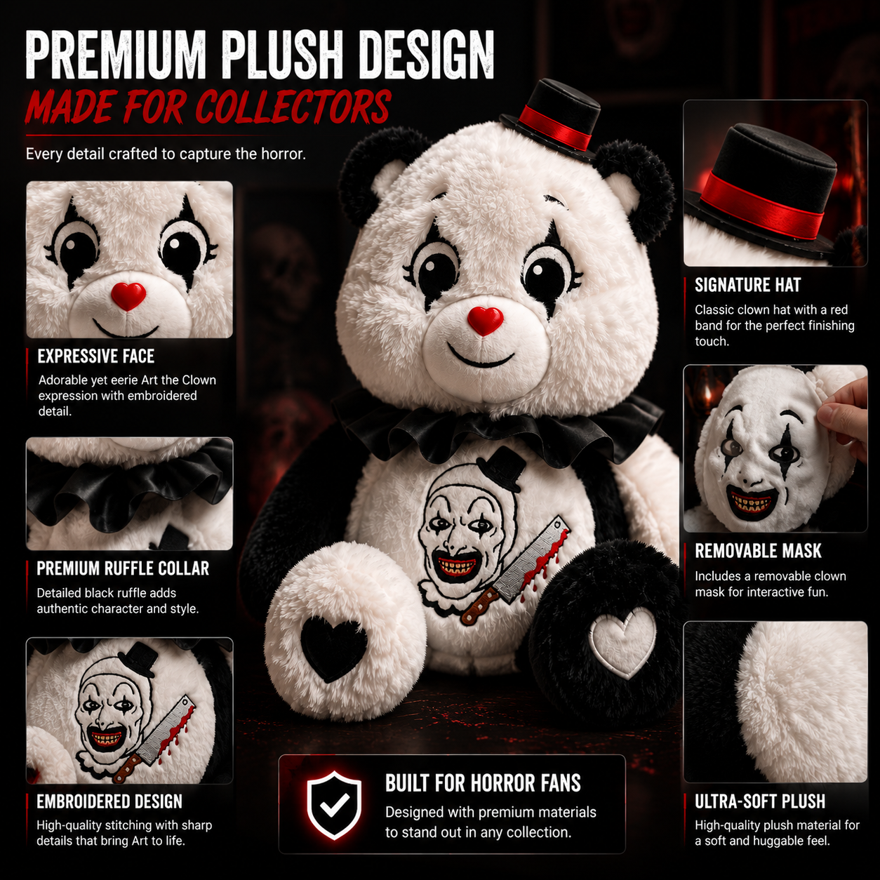 🎭 Art the Clown Teddy Terrors™ Plush | Terrifier Horror Collectible