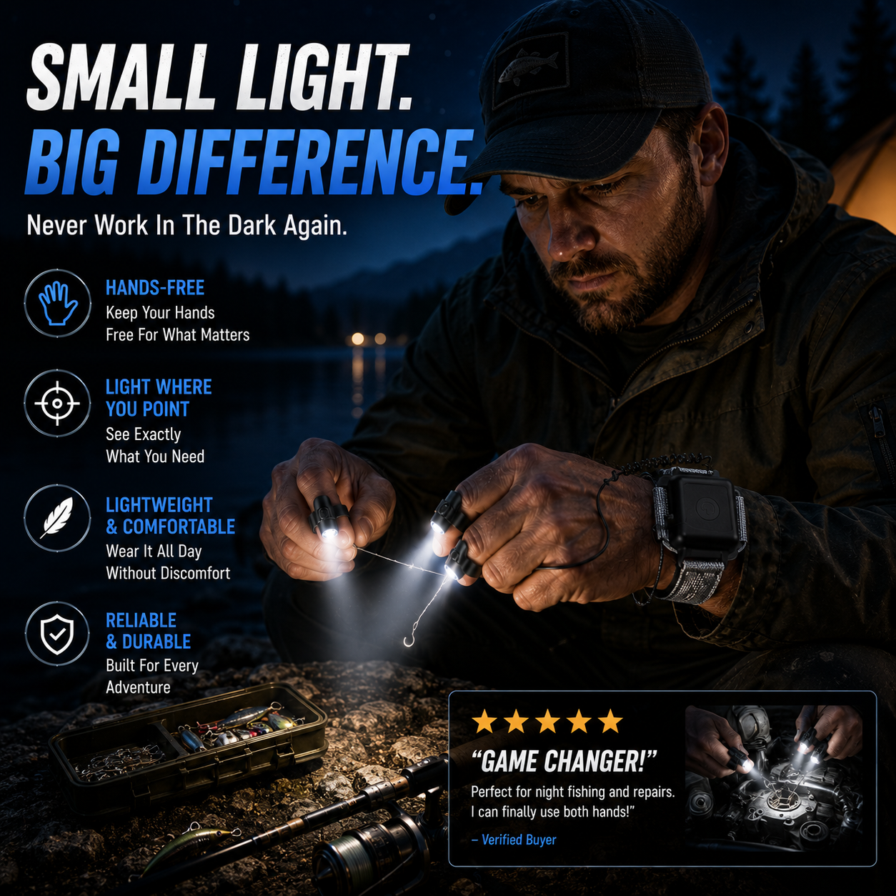 🔥 LAST DAY 50% OFF 🔦 Hands-Free LED Finger Flashlight Light Where You Point. Free Your Hands.