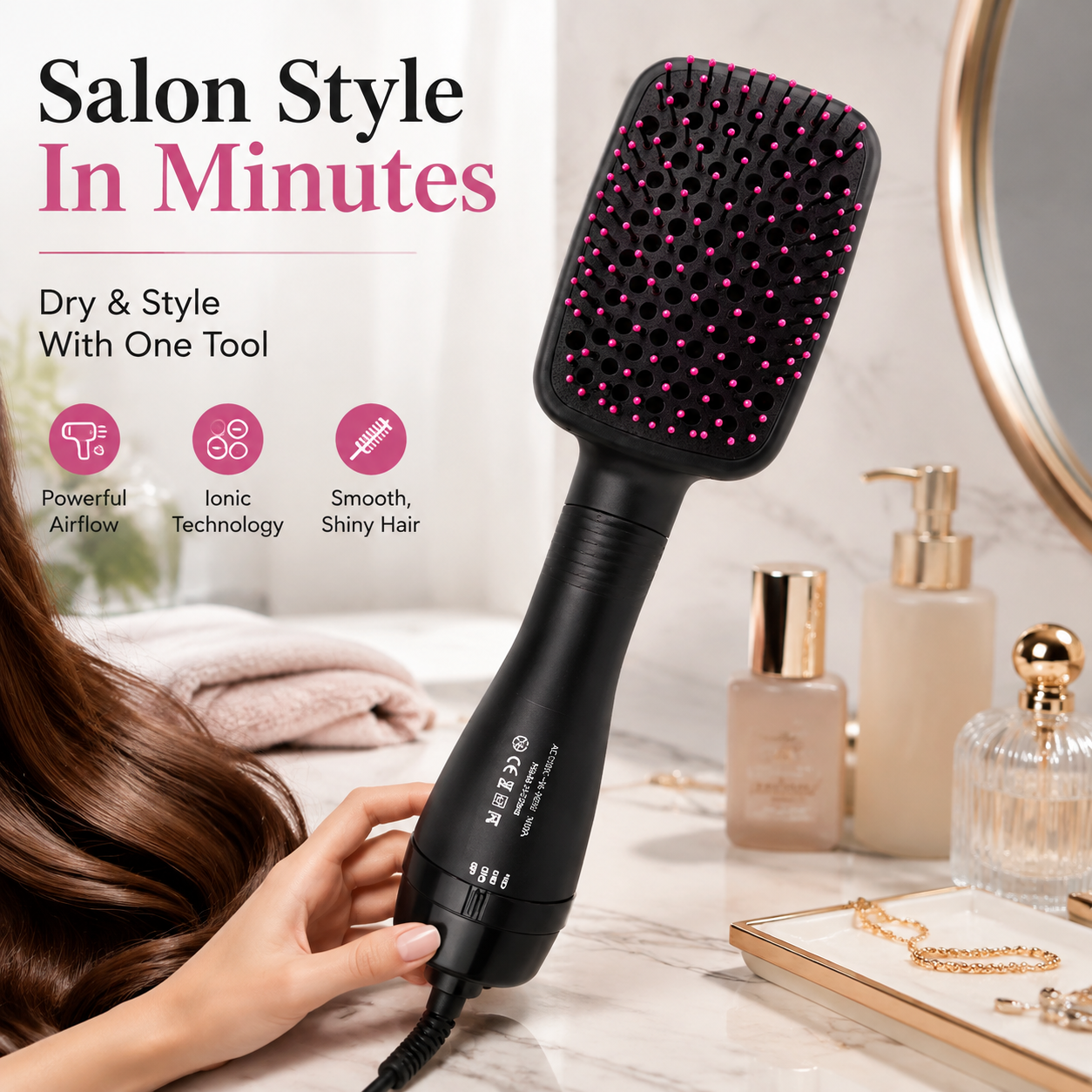 ✨ 2-in-1 Hot Air Brush Hair Dryer for Smooth Salon Style Hair
