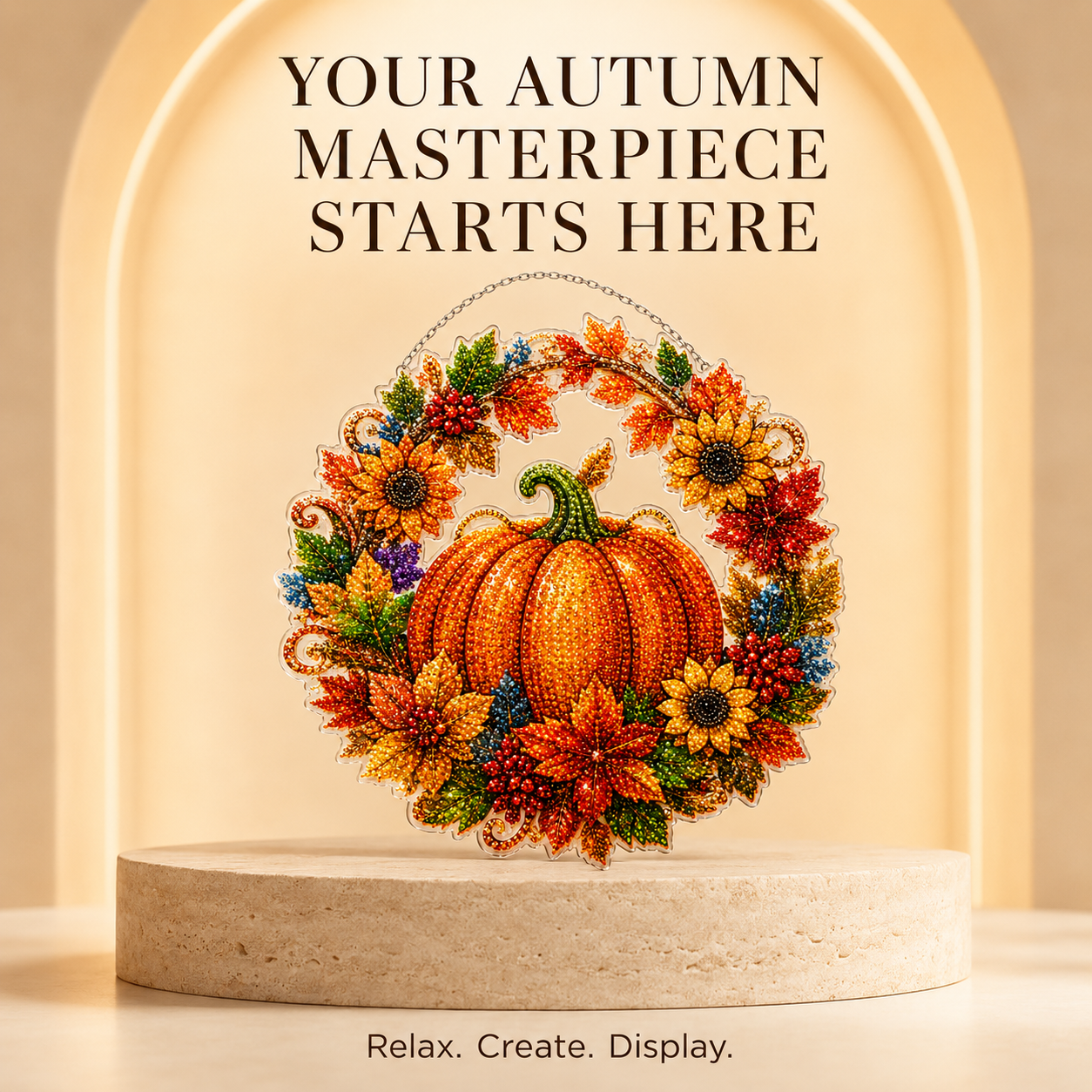 🎃 DIY Pumpkin Wreath Diamond Painting Kit – Sparkling Fall Hanging Decor