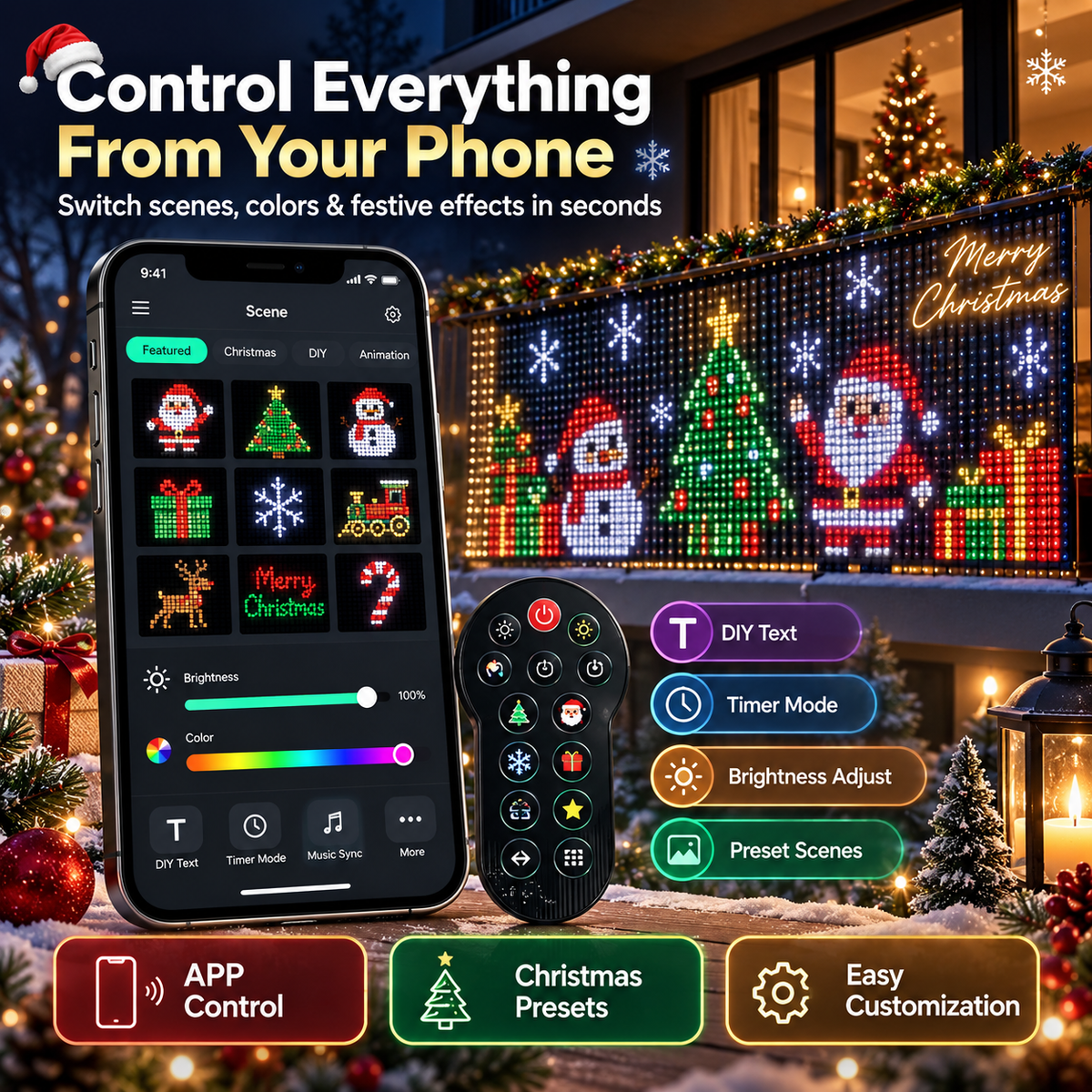 ๐ Smart RGB Pixel LED Curtain Lights | App-Controlled Dynamic Holiday Light Show for Outdoor Home Decoration