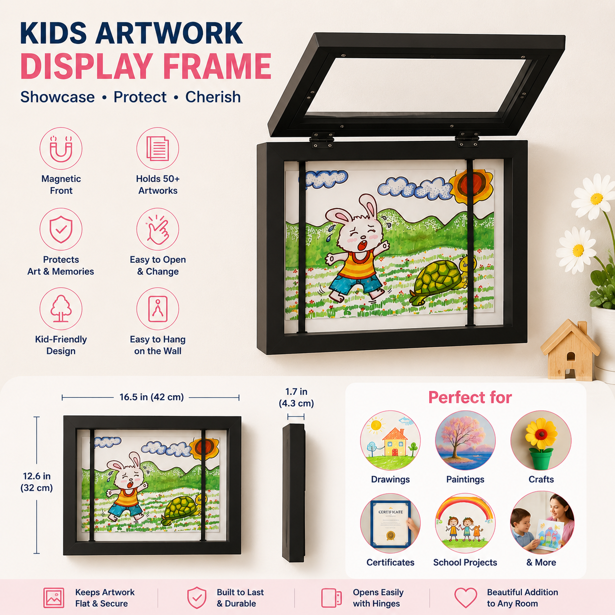 â¤ď¸ Little Artist Memory Frame â Easy-Open Magnetic Display Frame To Showcase Kids' Artwork