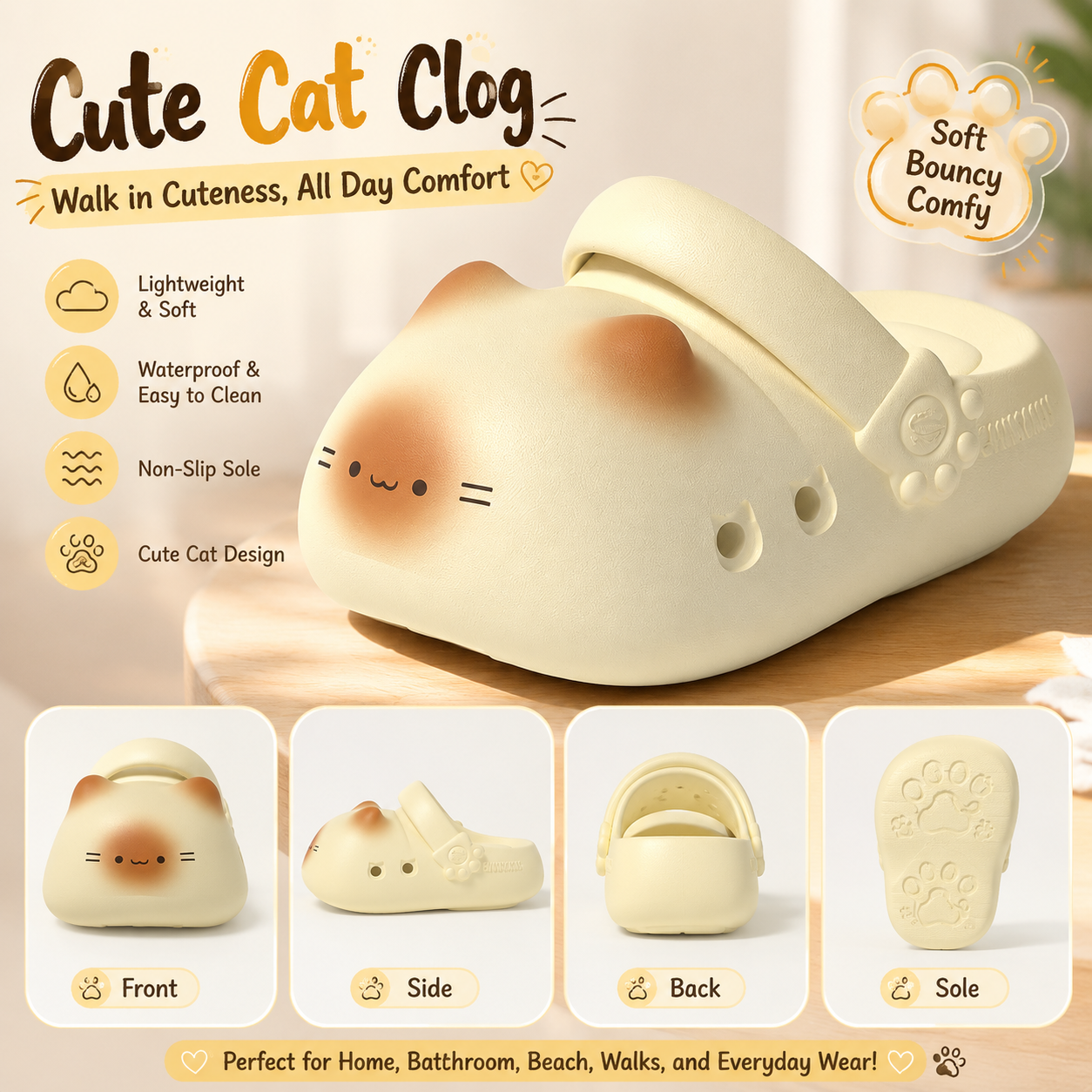 Cute Black Cat Paw Slippers