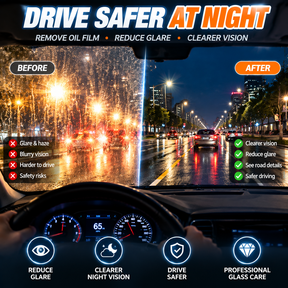 π Windshield Oil Film Remover β Restore Crystal Clear Vision & Remove Stubborn Glass Haze