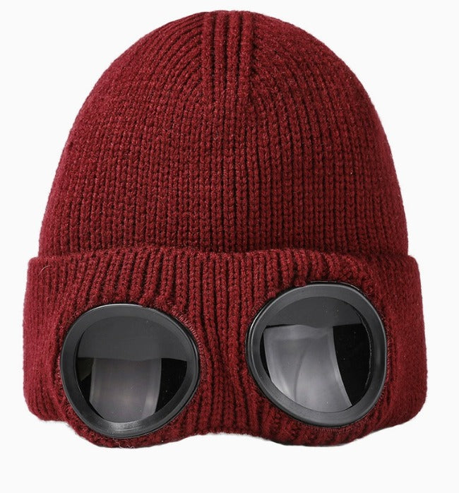 😎 Goggle Beanie Winter Hat🧢 – Funny Knit Pull-Down Hat with Built-In Lenses😂