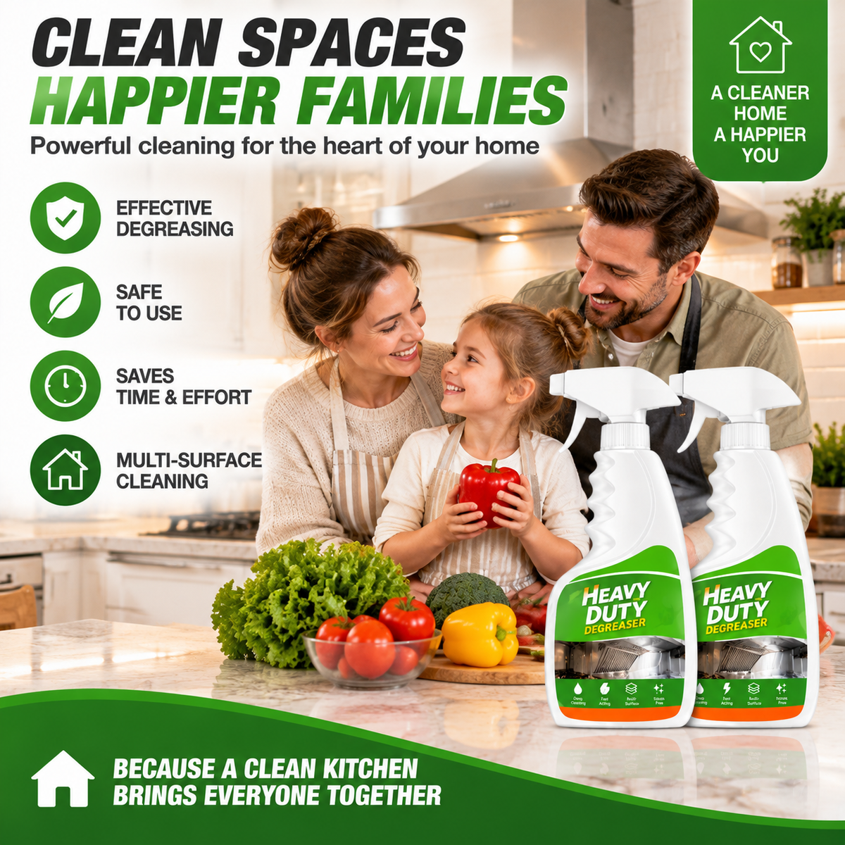🧽 Heavy Duty Kitchen Degreaser Spray – Powerful Grease Remover For Stove, Oven, Cabinets & Multiple Surfaces