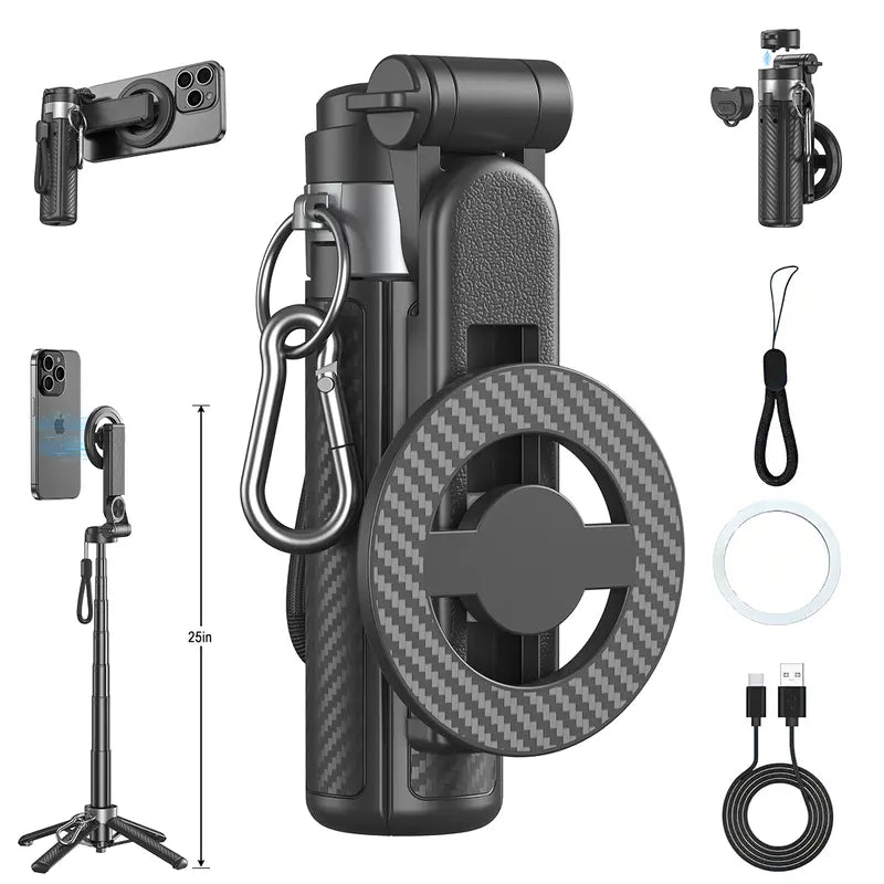 📸 Zoomable Magnetic Palm Grip | Selfie Stick & Tripod