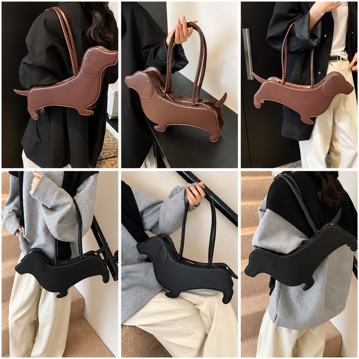 ๐ถ Dachshund-Shaped Crossbody Bag โ Cute PU Dog Purs